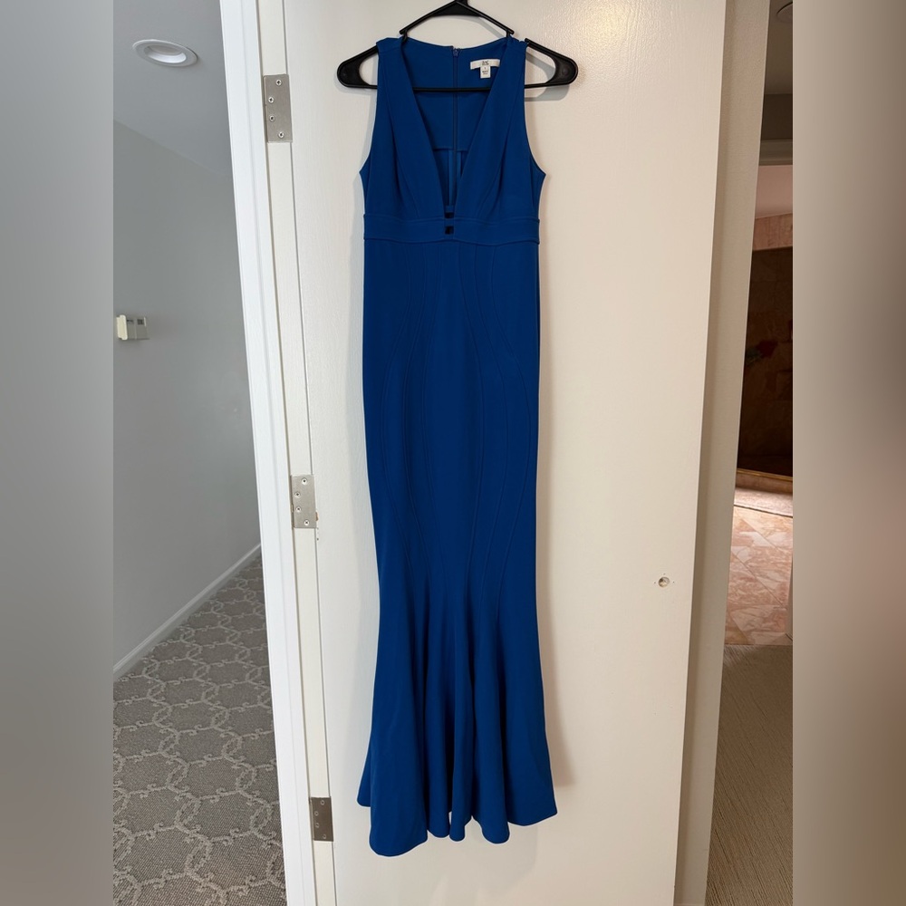 ZAC Zac Posen blue v neck mermaid gown